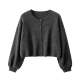 Gray Marled Knit Oversized Button-Front Cardigan