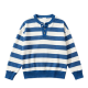 Blue & White Striped Henley Neck Oversized Sweatshirt